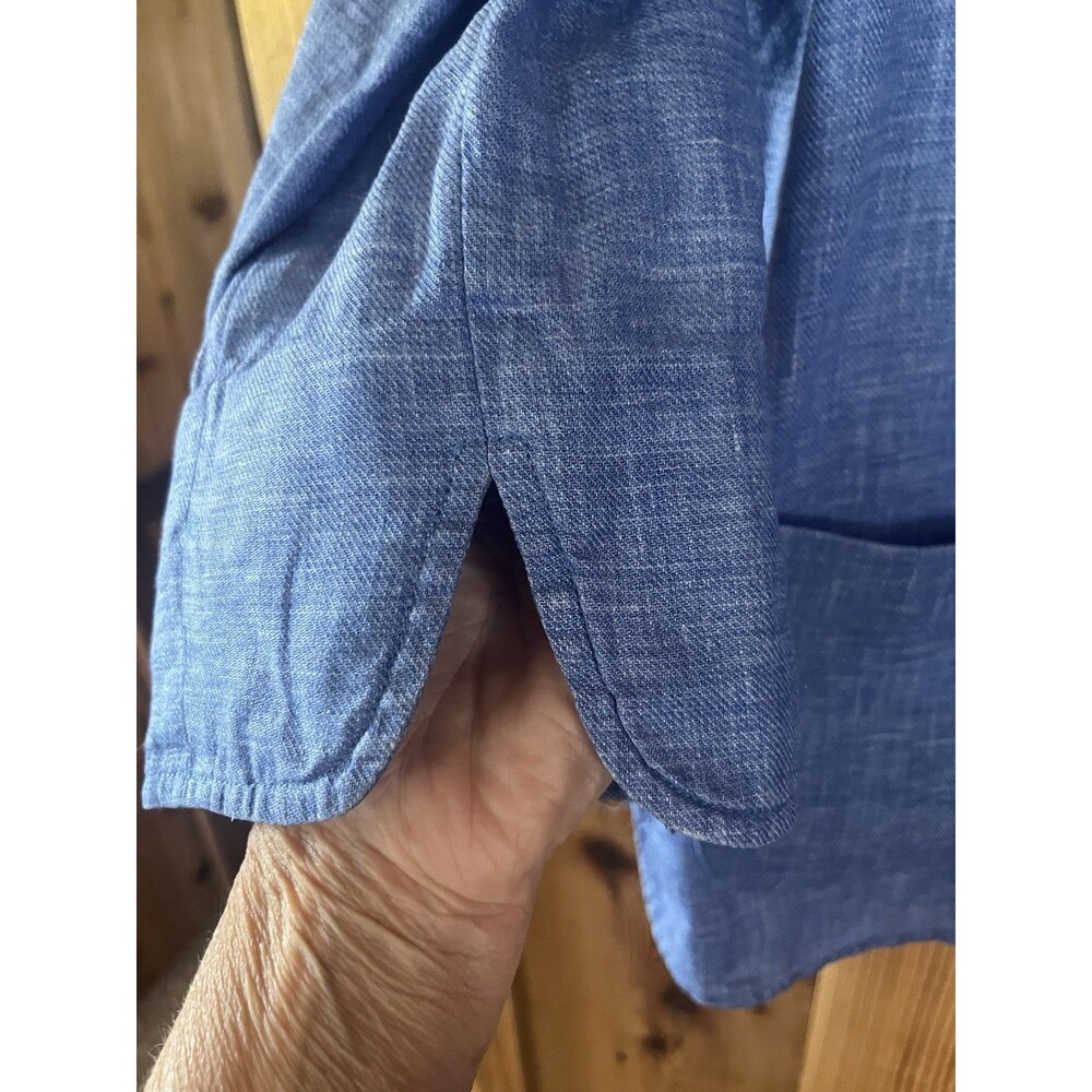 Nina McLemore Jacket Blazer, Size 12, Blue Color, Front Button, Rounded Collar - Picture 4 of 5
